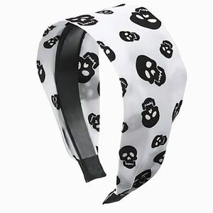 NWT Flying Haunted Printed Skulls Spooky Halloween White Goth Cloth Headband